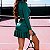 Conjunto Carmel Manga Longa Tenis ou Fitness com Shorts Saia Prissado Zero Transparência Verde Esmeralda Acetinado - Imagem 2