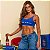 Top Samba Dupla Face 2x1 Branco e Azul Royal Estampa lisa Made in Brazil - Imagem 2