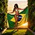 Conjunto de Biquini de Fita 3 em 1 Top Cortininha com Tanga Fixa Semi Fio Estampa Made in Brazil Verde - Imagem 2