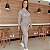 Macacão Pied le Athleisure Poliamida Premium Suplex Light Retrô Fit Branco e Marrom Estampa Pied le Poule - Imagem 1
