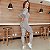 Macacão Pied le Athleisure Poliamida Premium Suplex Light Retrô Fit Branco e Marrom Estampa Pied le Poule - Imagem 2