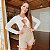 Macaquinho Lace Up Boogie Wonderland em Poliamida Premium Estampa Texturizado Bege e Branco com Shorts Bege Liso - Imagem 1