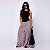 Calça Pantalona Elastico Poliamida Premium Alta Gramatura Texturizado Blackout Zero Transparência Estampa Tweed Chanel Inspired Rosa - Imagem 3