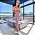 Conjunto Torino Bailarina Flare Poliamida Premium Alta Gramatura Texturizado Blackout Zero Transparência Estampa Tweed Chanel Inspired Rosa - Imagem 1