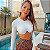 Conjunto Aro V Underboob Seamless Jacquard Poliamida Premium Zero Transparência Alta Compressão, Sem Costura e Canelado 3D Branco c/ Estampa Onça - Imagem 2