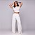Conjunto Cropped e Calça Pantalona Malta Cut Algodão “Malha Podrinha” Canelado 3D Texturizada Off White - Imagem 1