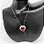 Conjunto de Brinco e Colar de Pedra em Coração Vermelho Folheado Prata - Imagem 3
