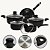 Conjunto de Panelas c/ 05 pçs Relobraz Preto Antiaderente  Qualidade Profissional - 76762 - Imagem 1