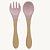 Kit Colher e Garfo de Silicone com Cabo de Madeira HM6014 Rosa - Imagem 1