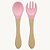 Kit Colher e Garfo de Silicone com Cabo de Madeira HM6014 Rosa - Imagem 2