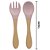 Kit Colher e Garfo de Silicone com Cabo de Madeira HM6014 Rosa - Imagem 1