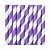 Canudo de papel roxo com listras branco (12 un) - Imagem 1