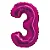 Balão numeral 3 rosa metalizado (1 un) - Imagem 1