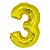 Balão numeral 3 dourado metalizado (1 un) - Imagem 1