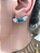Brinco Mini Earcuff Verde Cravejado Banhado Ródio Branco - Imagem 2