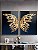 Conjunto 2 Telas Decorativas Borboleta Dourada em Canvas – Horizontal - Imagem 1