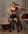 NOITE PERFEITA LINGERIE COM ARO E SAIA, MEIAS + FIO - PRETO C/ VERMELHO - Imagem 1