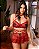 LOREN CONJ SEXY RENDA E TULE - VERMELHO C/ PRETO - Imagem 1