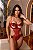 DOCE DE AMOR BODY ARO COM RENDA E TULE - VERMELHO BORDÔ C/ PRETO - Imagem 1