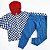 Conjunto de Moletom Infantil Xadrez Racing Azul - Imagem 1