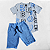 Conjunto Menino Camisa e Bermuda Cinza e Azul - Imagem 1