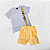 Conjunto Menino em Meia Malha e Short em Moletinho - Branco e Laranja - Imagem 2