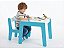 Conjunto Mesa E Cadeira Madeira Azul Junges - Imagem 1