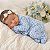 Macacão Bebê Menina Pima Baby Pijama Pé Coberto Floral Azul RN P - Imagem 2