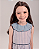 Vestido gola flor Listrado marinho - Imagem 2