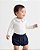 Body baby pontilhado Off-white + marinho - Imagem 1