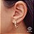 Brinco Meia Argola Flor Ouro 18k Zircônia - Imagem 1