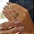 Anel Navete Ouro 18k Esmeralda e Diamante - Imagem 3