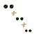 Kit 3 Pares Brinco Ponto de Luz Verde Ouro 18k - Imagem 2