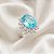 Anel Prata 925 Pedra Azul Oval com Zircônias - Imagem 8