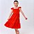 Vestido infantil meninas cor vermelho rodado festa moda - Imagem 7
