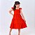 Vestido infantil meninas cor vermelho rodado festa moda - Imagem 3