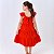 Vestido infantil meninas cor vermelho rodado festa moda - Imagem 9