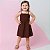 Vestido infantil para meninas na cor Marrom modelo ciganinha - Imagem 2
