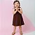 Vestido infantil para meninas na cor Marrom modelo ciganinha - Imagem 4