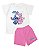 Conjunto Infantil Verão Stitch e Angel Nº 1/ 2/ 3/ 4 Malha Algodão - Imagem 1