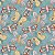 Tecido Tricoline Digital Borboletas Fundo Turquesa - Imagem 1