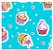 Tecido Tricoline Cup Cake Azul 50cm X 1.50mt - Imagem 1
