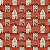 Tricoline Digital Fuxicos e Fricotes Mini Casinhas Natal Fundo Vermelho - Imagem 1