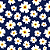 Tecido Tricoline Floral Fundo Azul Marinho 50cm X 1,50 Largura - Imagem 1