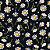 Tecido Tricoline Floral Fundo Preto 50cm X 1,50Largura - Imagem 1