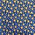 Tecido Chita Estampada Floral Azul e Amarelo 1 Metro - Imagem 1