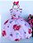Vestido Juvenil Miss Cherry Rosa Florido com Cinto de Perolas - Imagem 1
