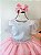 Vestido Infantil Marie Longo Branco com Rosa Bebê Cinto de "Perolas" - Imagem 2