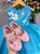 Vestido Princesa Belli Anabel Jardim Encantado Azul Turquesa - Imagem 3