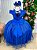 Vestido Vila Lele Longo Jardim Encantado Borboletas Azul Royal - Imagem 6